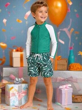 Shark Tank swimzip 2pc swimsuit set Boys 5T